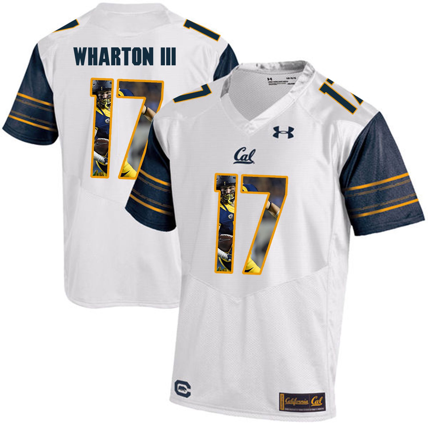 Men California Golden Bears 17 Vic Wharton III White Customized NCAA Jerseys